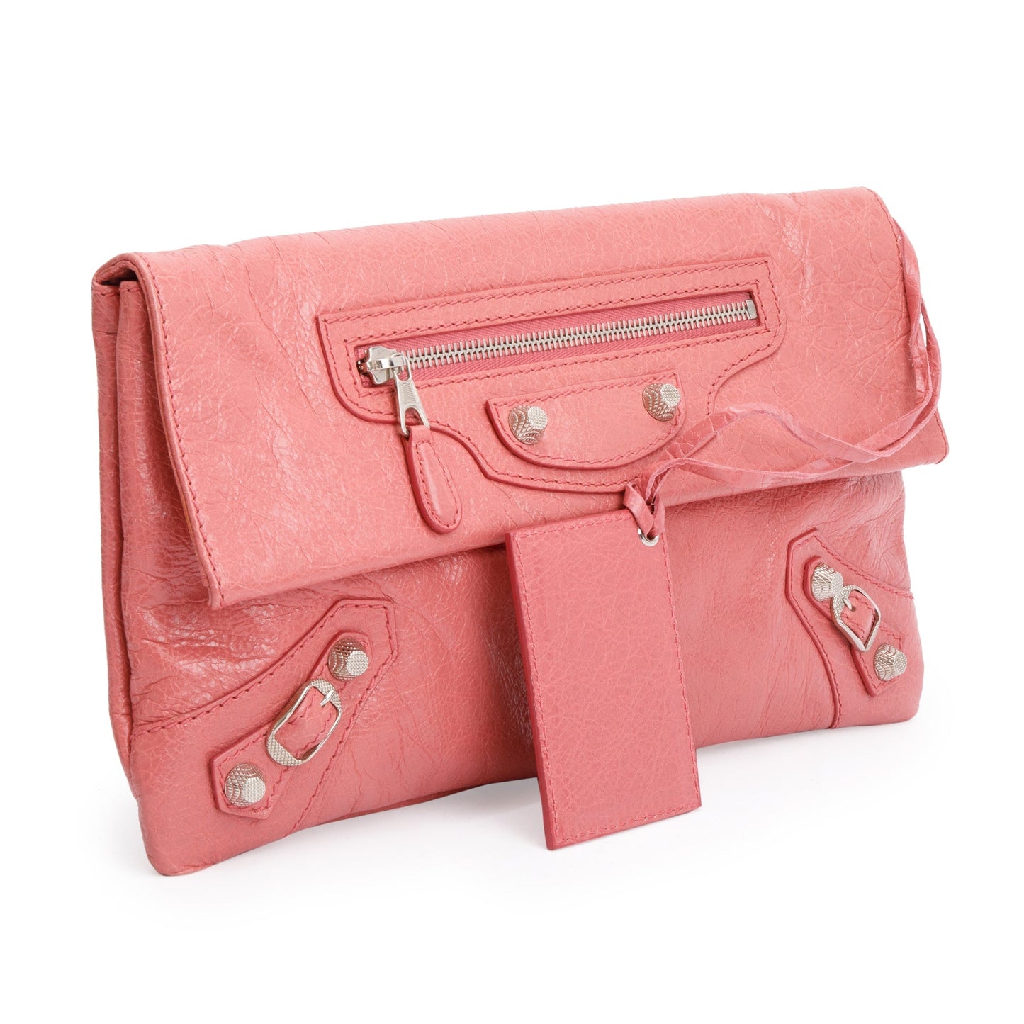 Balenciaga Pink Agneau Motocross Giant 21 Envelope Clutch