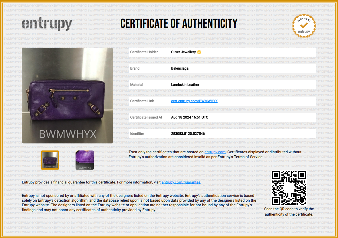 Balenciaga Purple Leather Continental Wallet