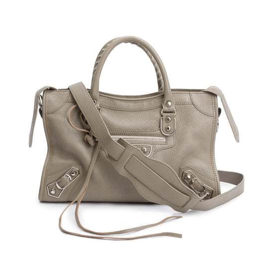 Balenciaga Taupe Chevre Leather Small Metallic Edge City Bag