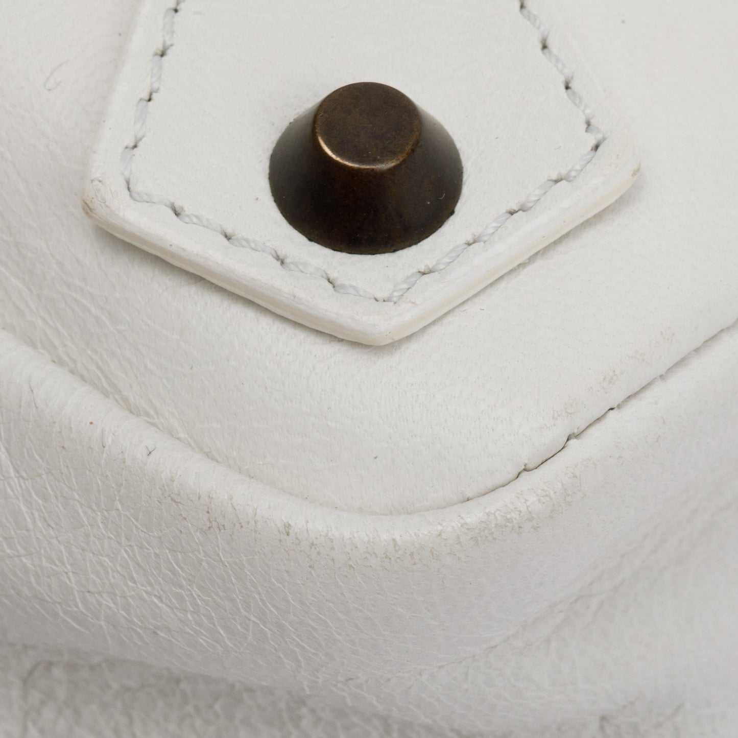 Balenciaga White Arena Leather Motocross Classic First Bag