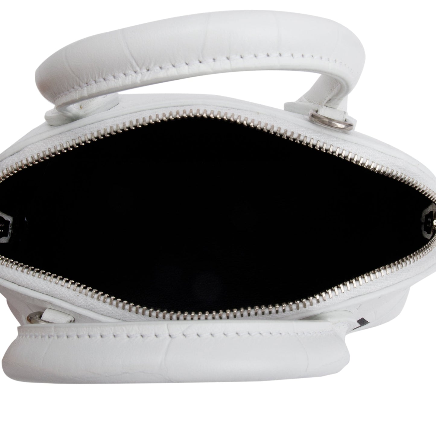 Balenciaga White Croc-Embossed Calfskin Leather XXS Ville Top Handle Bag