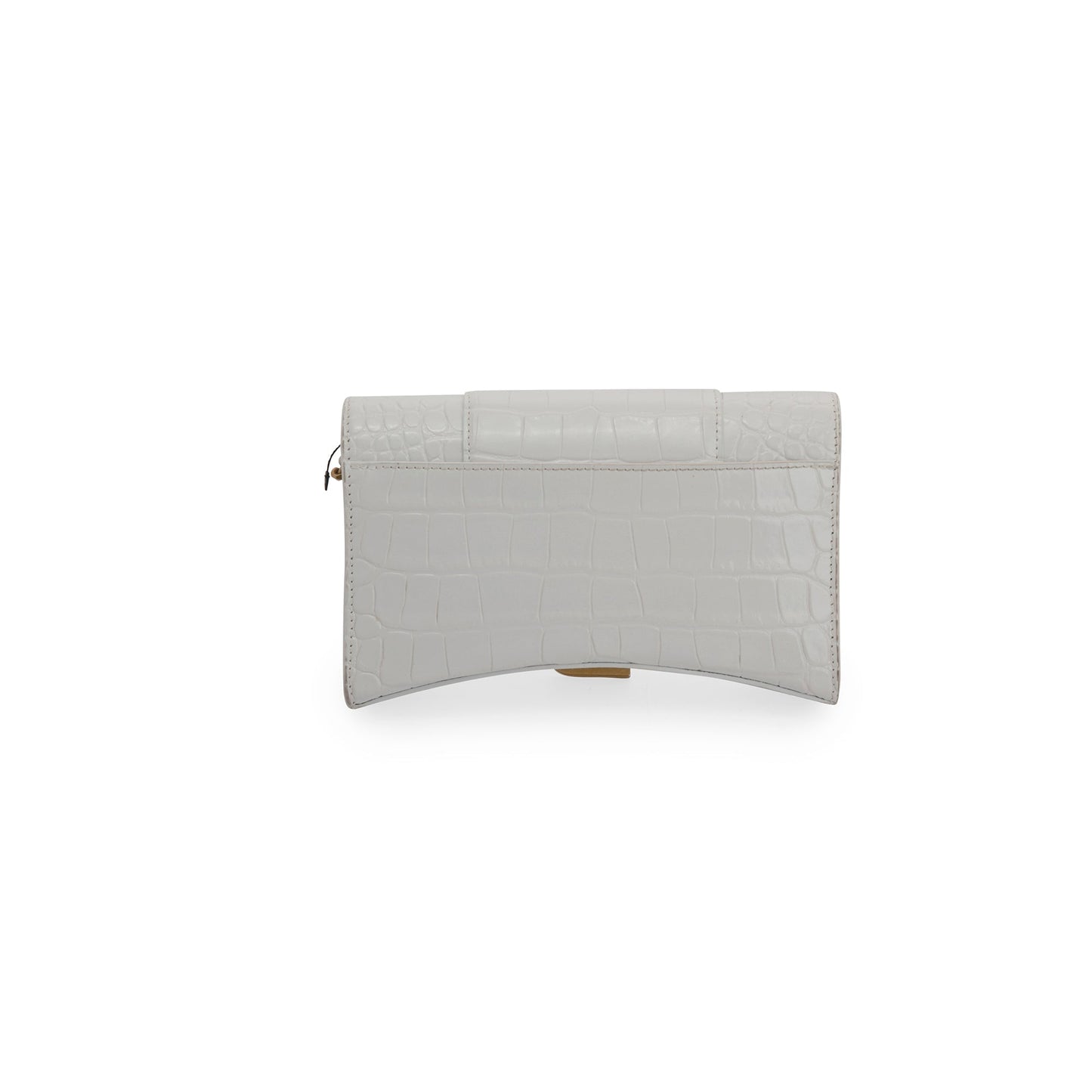 Balenciaga White Crocodile Embossed Hourglass Wallet on Chain