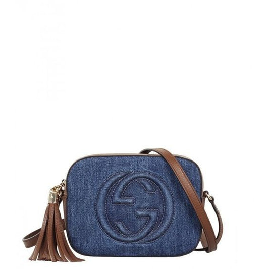Luxury Gucci Trending 2025 Blue Denim Soho Cross Body Bag
