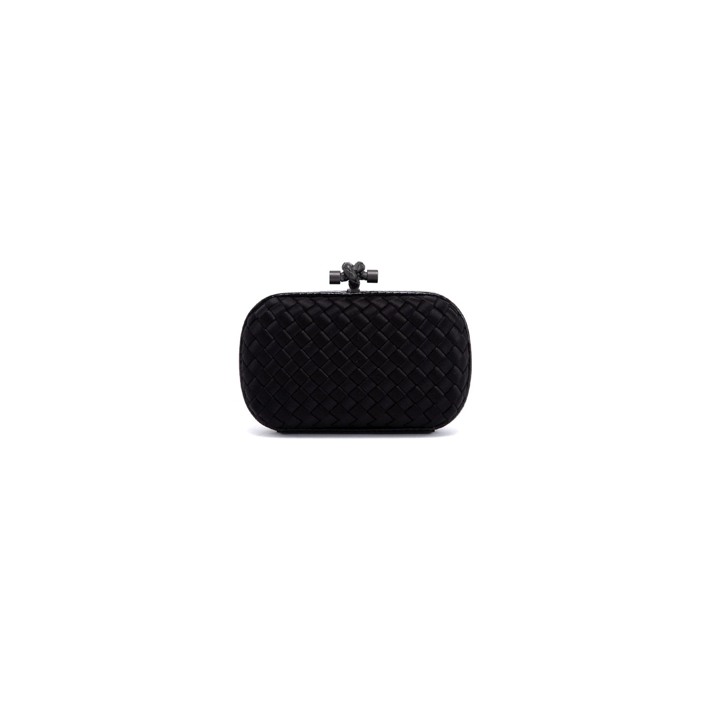 Bottega Veneta Ayers-Trimmed Satin Intrecciato Knot Clutch