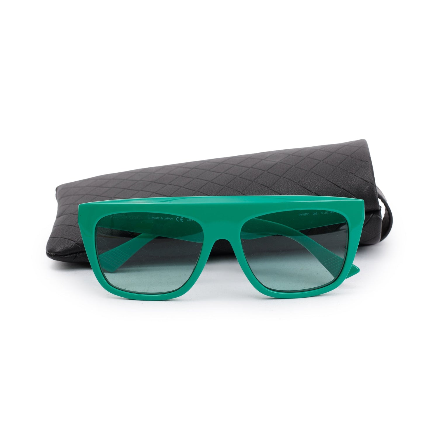 Bottega Veneta BV1060S Green Acetate Sharp Square Sunglasses
