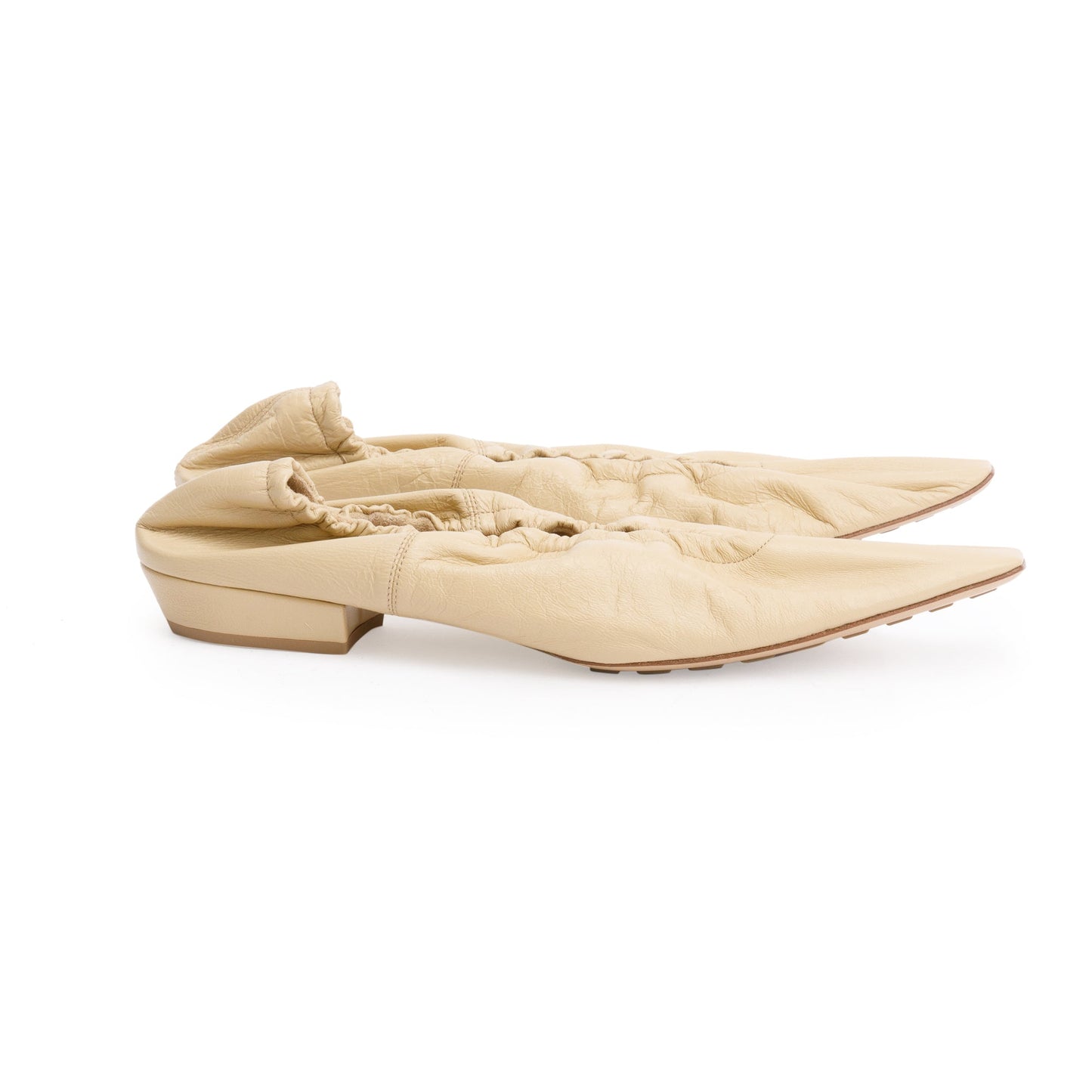 Bottega Veneta Beige Crush Nappa Leather Ballerina Flats, Size 38
