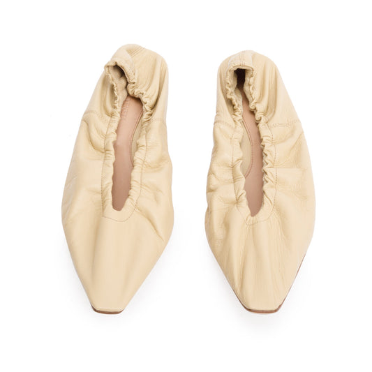 Bottega Veneta Beige Crush Nappa Leather Ballerina Flats, Size 38