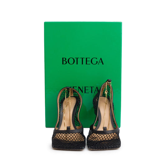 Bottega Veneta Black Nappa Mesh Stretch Chain Link Pumps, Size 39