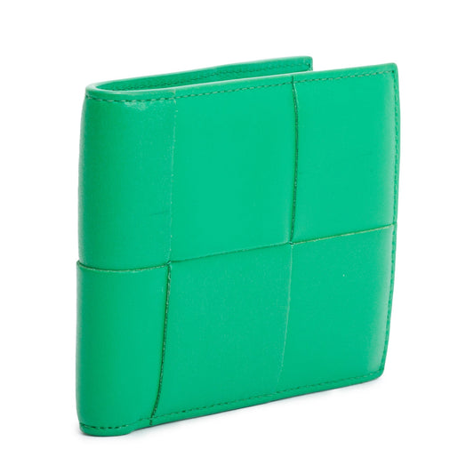 Bottega Veneta Green Intrecciato Leather Cassette Bi-Fold Wallet