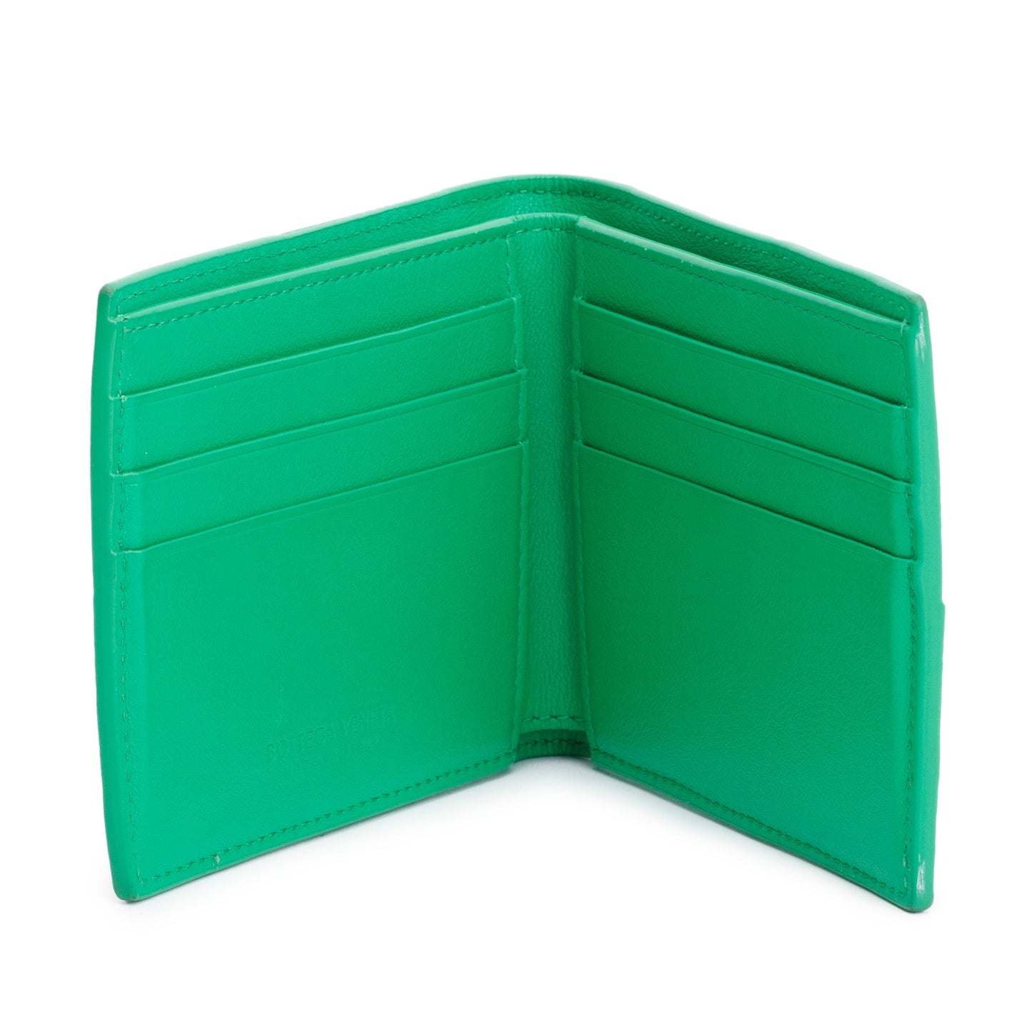 Bottega Veneta Green Intrecciato Leather Cassette Bi-Fold Wallet
