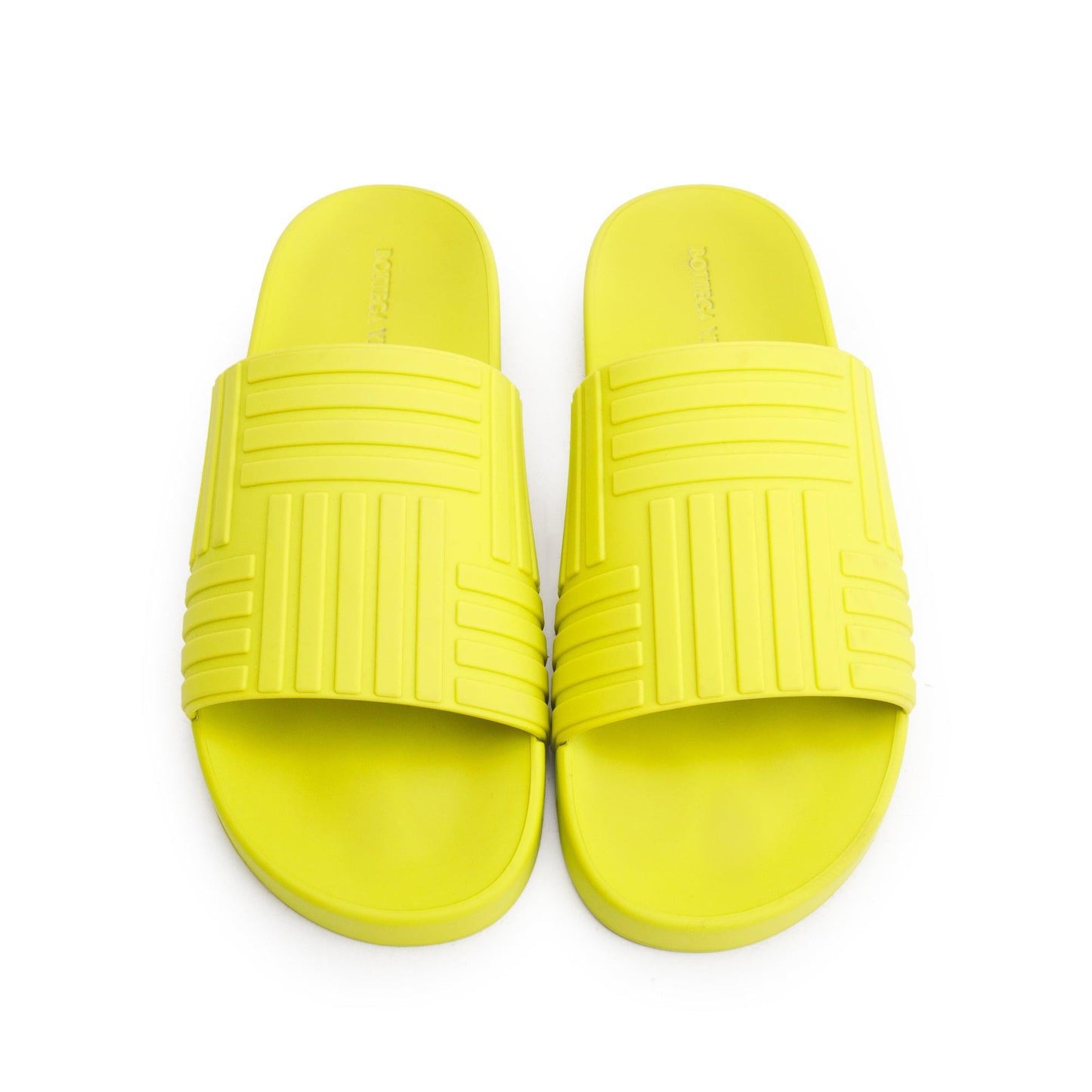 Bottega Veneta Kiwi Rubber Flat Slider Sandals, Size 40