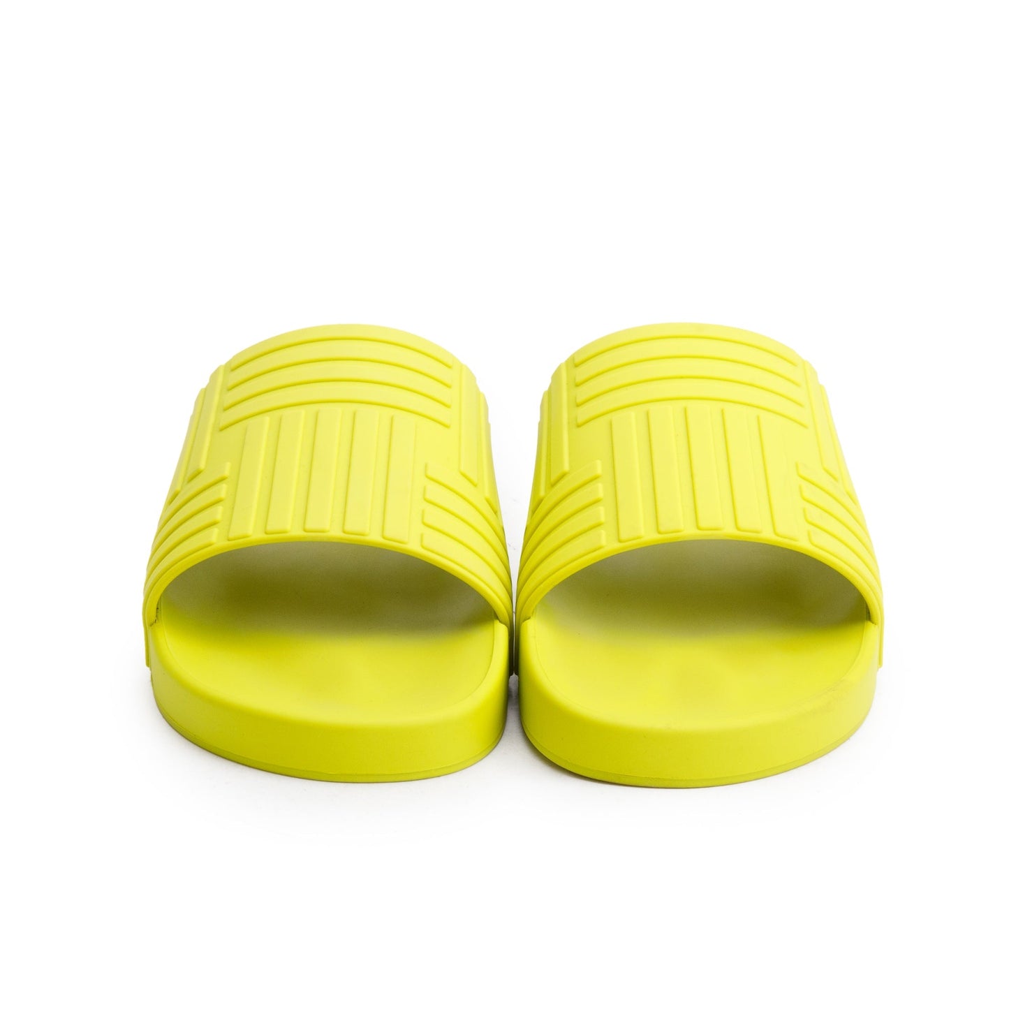 Bottega Veneta Kiwi Rubber Flat Slider Sandals, Size 40
