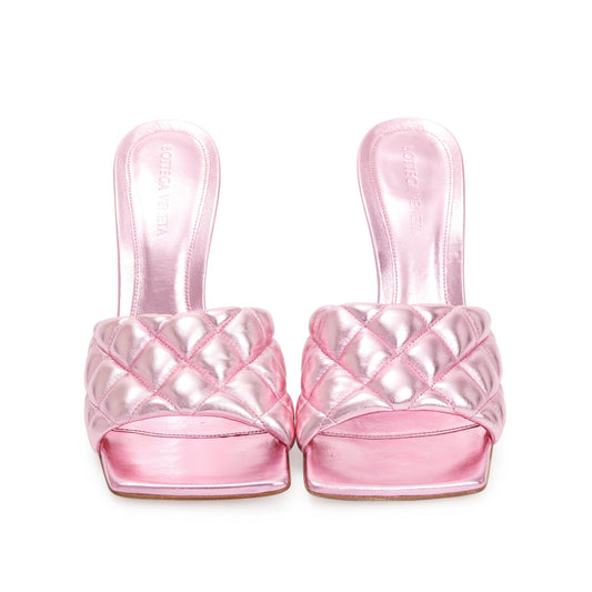 Bottega Veneta Pink Metallic Lambskin Leather Padded Sandals, Size 38