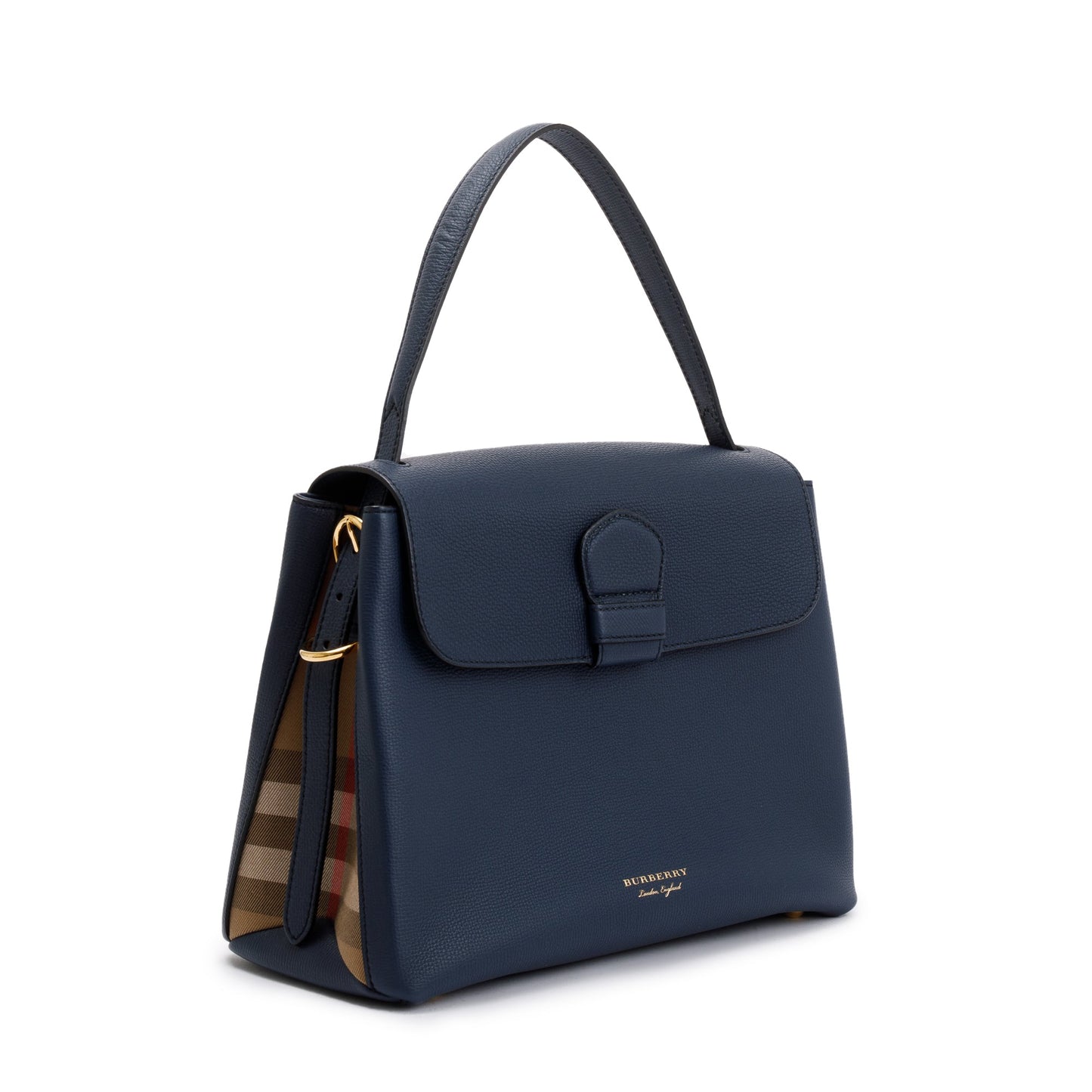 Burberry 2022 Blue Derby Calfskin House Check Medium Camberley Bag