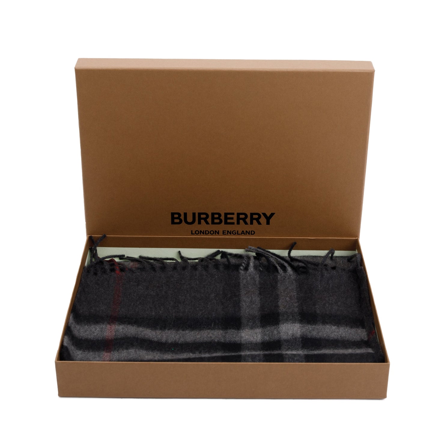 Burberry 2023 Black & Charcoal Giant Check Cashmere Scarf