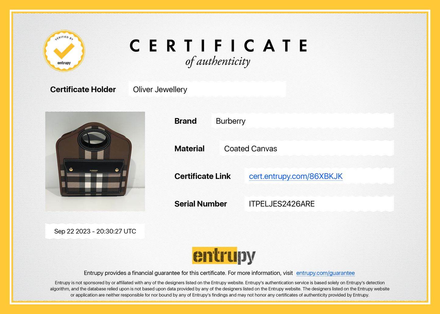 Burberry 2023 Brown Check Canvas and Black/Brown Leather Mini Pocket Bag