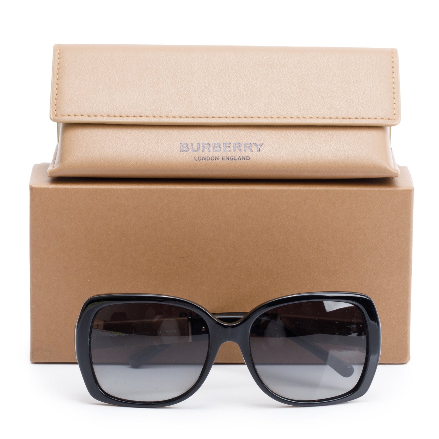Burberry B 1160 Check/Black Acetate Rectangular Sunglasses