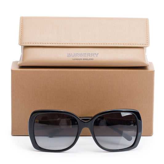Burberry B 1160 Check/Black Acetate Rectangular Sunglasses