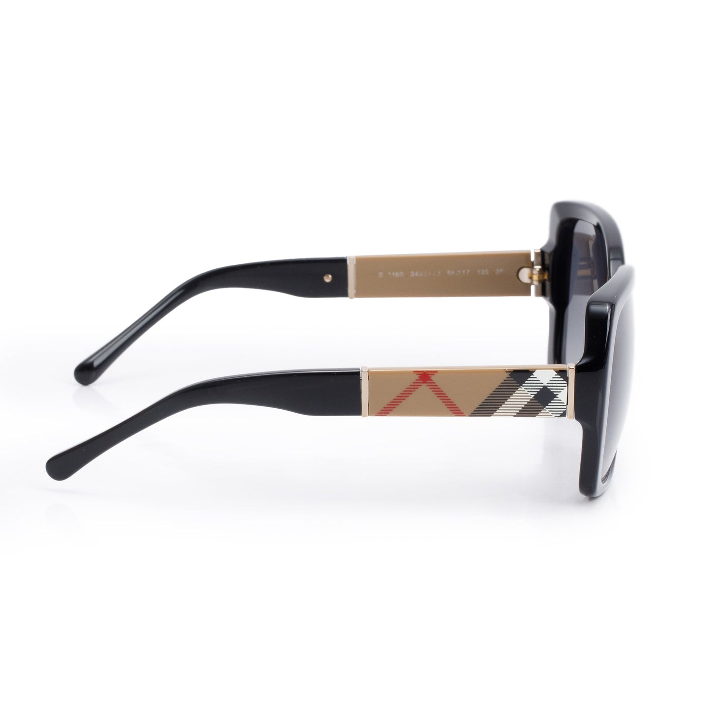 Burberry B 1160 Check/Black Acetate Rectangular Sunglasses