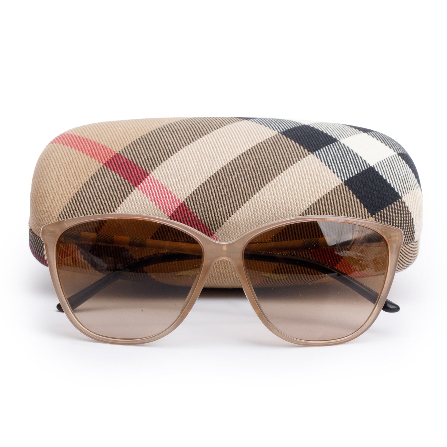 Burberry B 4117-A Brown Acetate Check Trim Cat-Eye Sunglasses