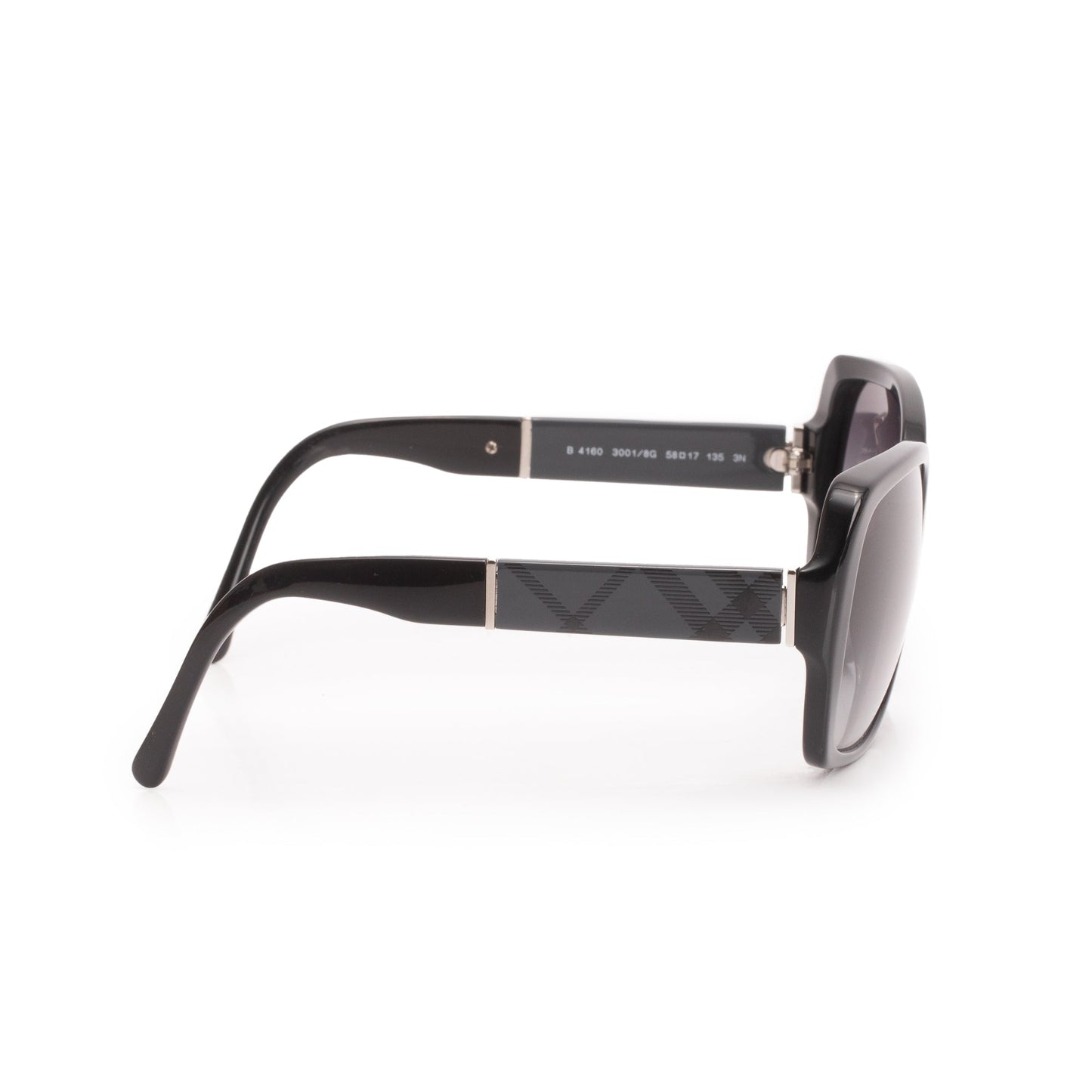 Burberry B 4160 Black Check Acetate Rectangular Sunglasses