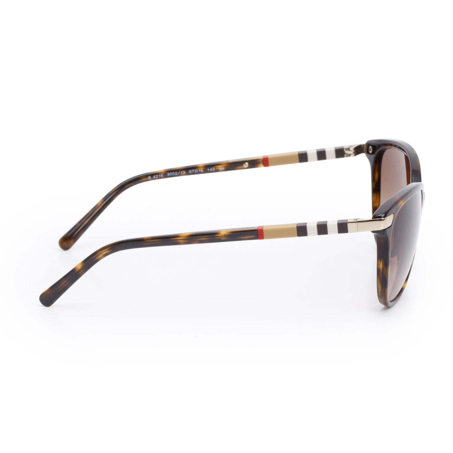 Burberry B 4216 House Check & Havana Acetate Round Sunglasses