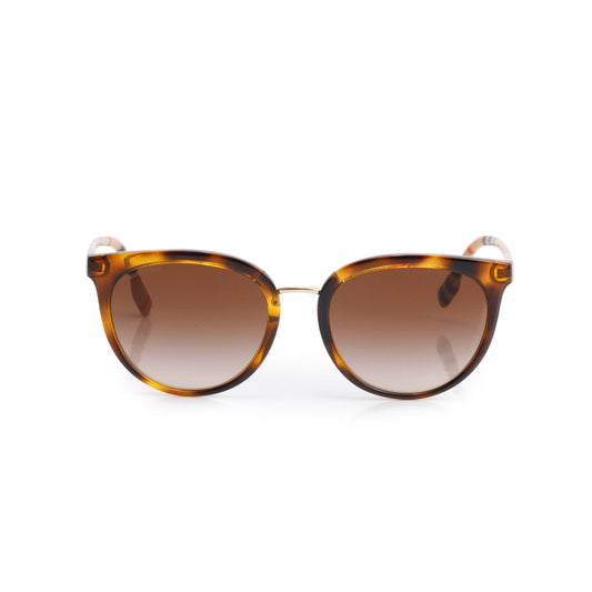 Burberry B 4316 House Check & Havana Acetate Round Sunglasses