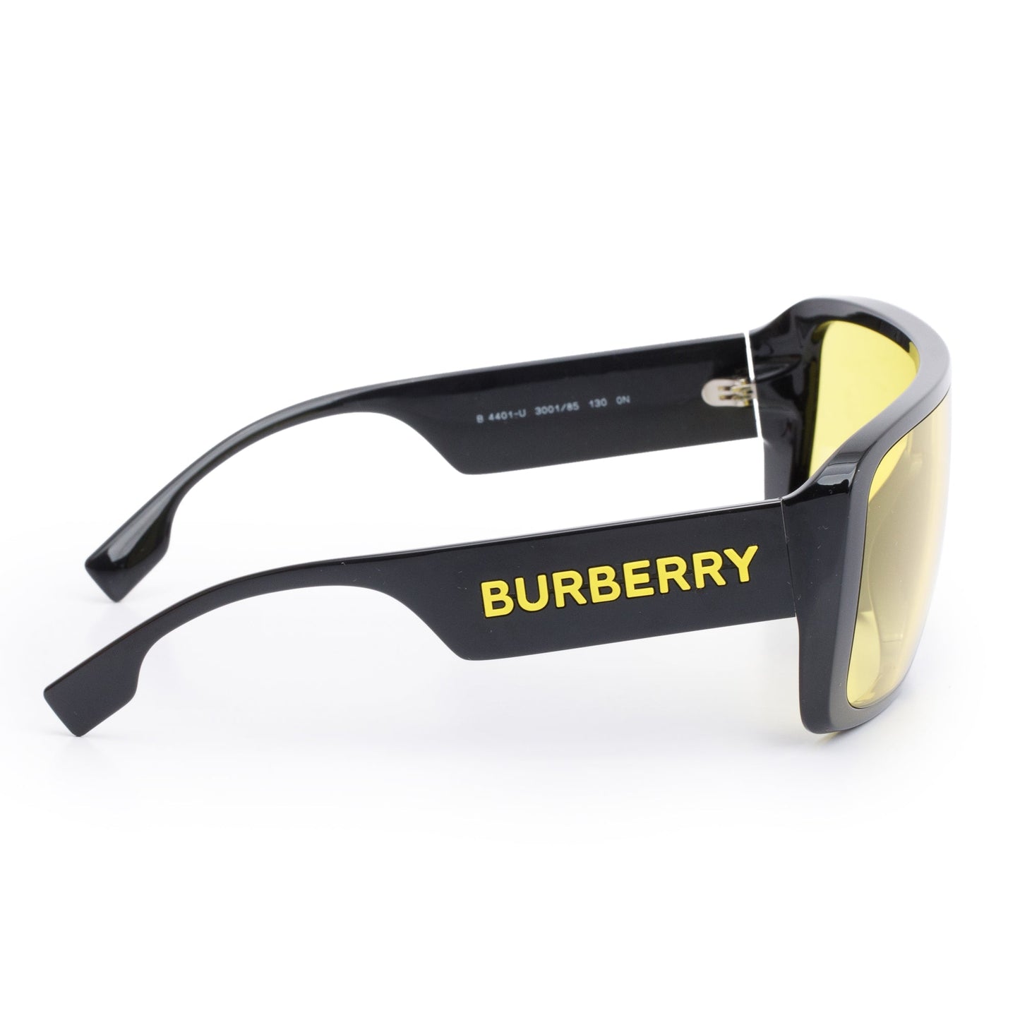 Burberry B 4401-U Black Acetate Yellow Lens Logo Sunglasses
