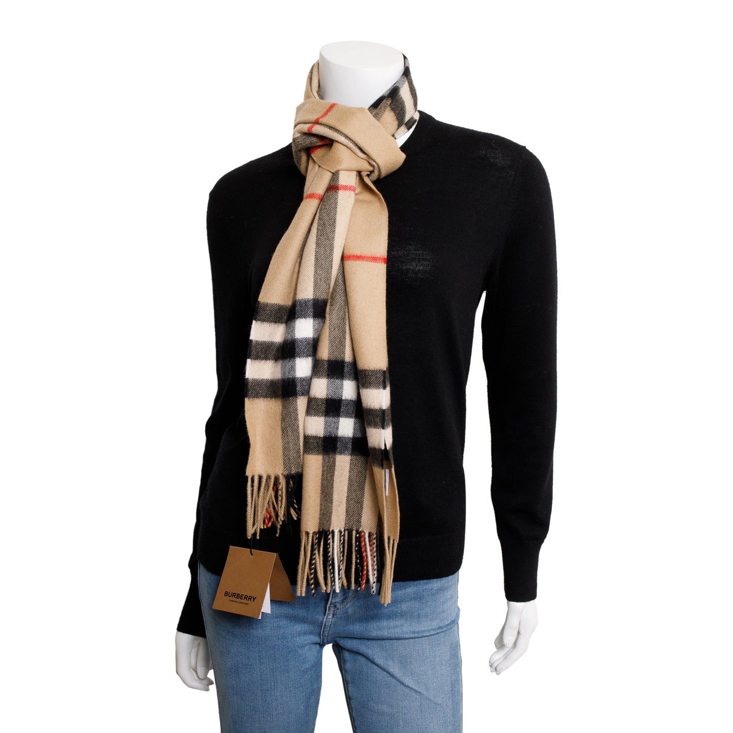 Burberry Beige Giant House Check Cashmere Scarf