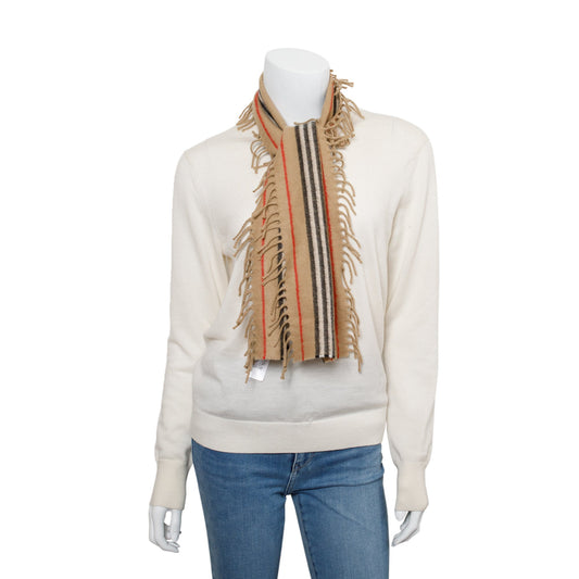 Burberry Beige House Check Cashmere Happy Scarf