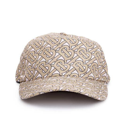 Burberry Beige Monogram Silk Foulard Baseball Cap, Size S/M