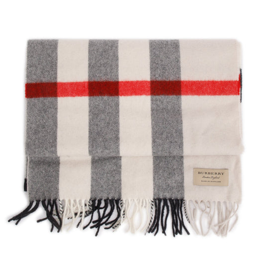 Burberry Beige Multicolor Horseferry House Check Cashmere Scarf