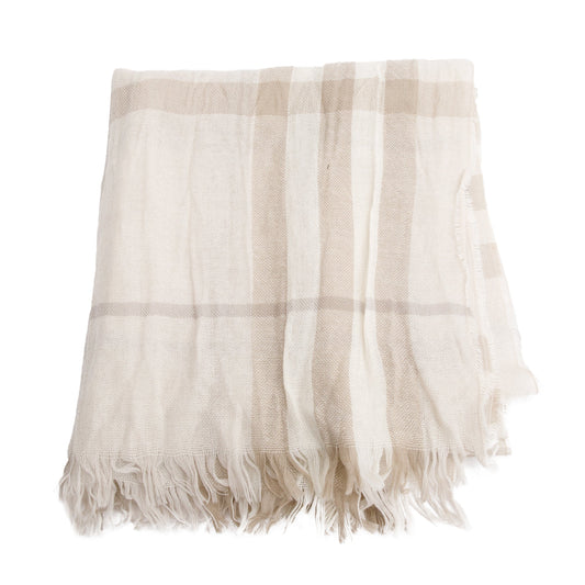 Burberry Beige Nova Check Silk Wool Scarf