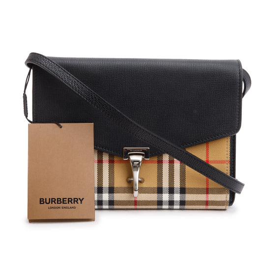 Burberry Black Calfskin House Check Macken Crossbody Bag