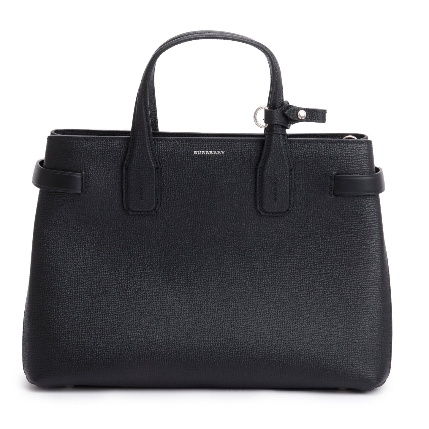 Burberry Black Calfskin Leather House Check Medium Banner Tote
