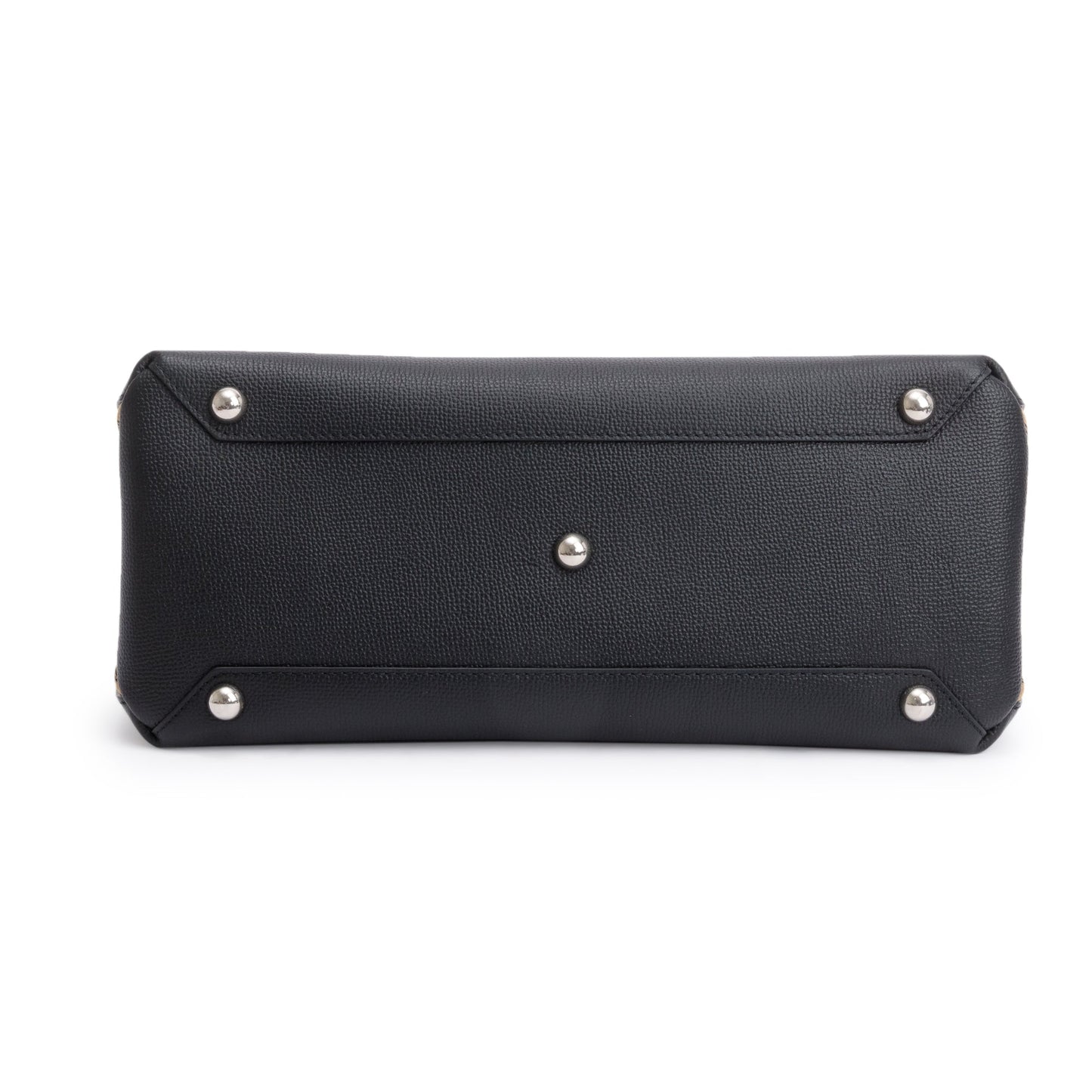 Burberry Black Calfskin Leather House Check Medium Banner Tote