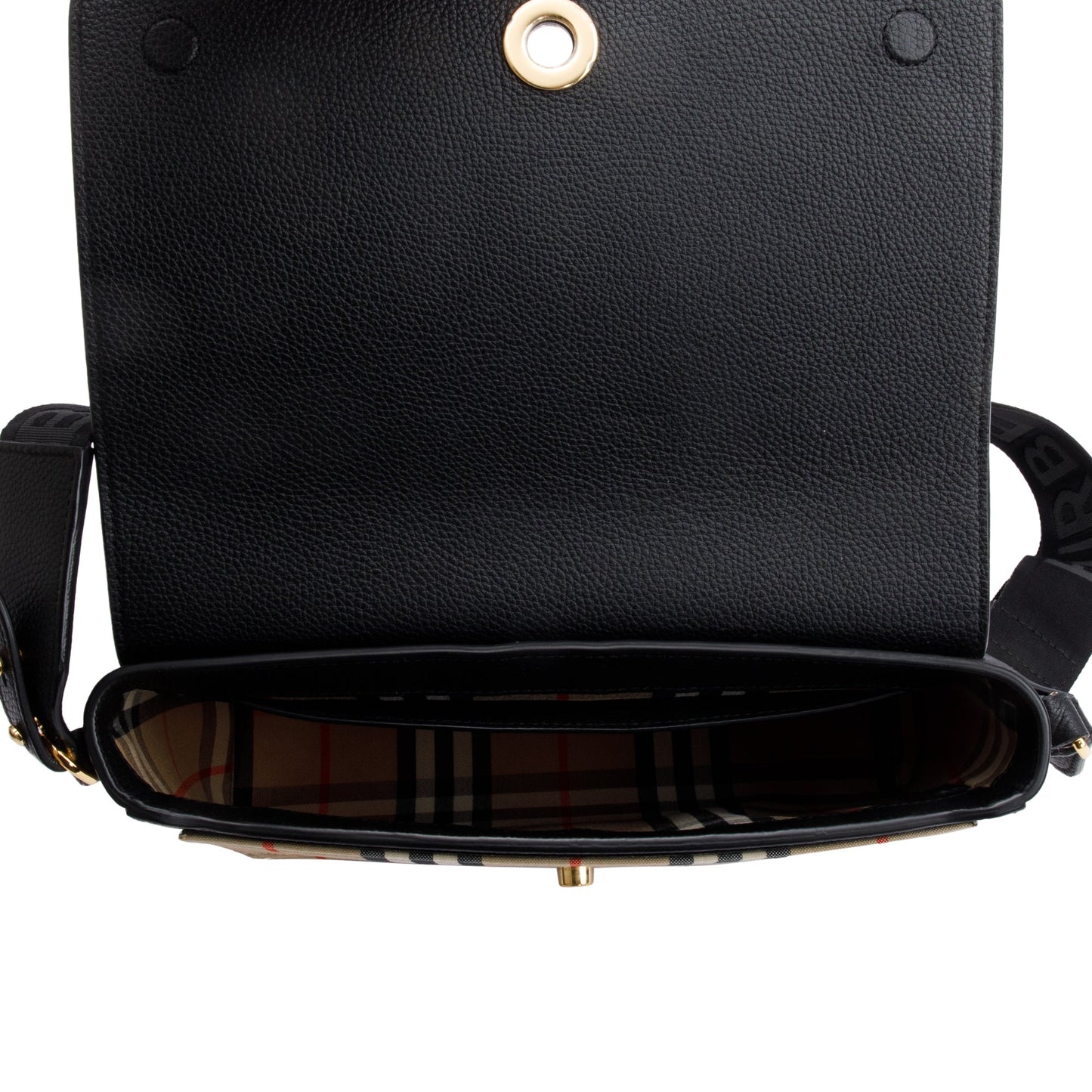 Burberry Black Calfskin Vintage Check Note Crossbody Bag