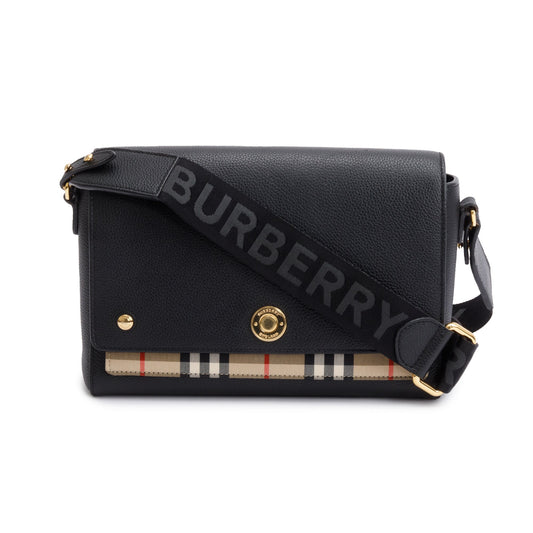 Burberry Black Calfskin Vintage Check Note Crossbody Bag