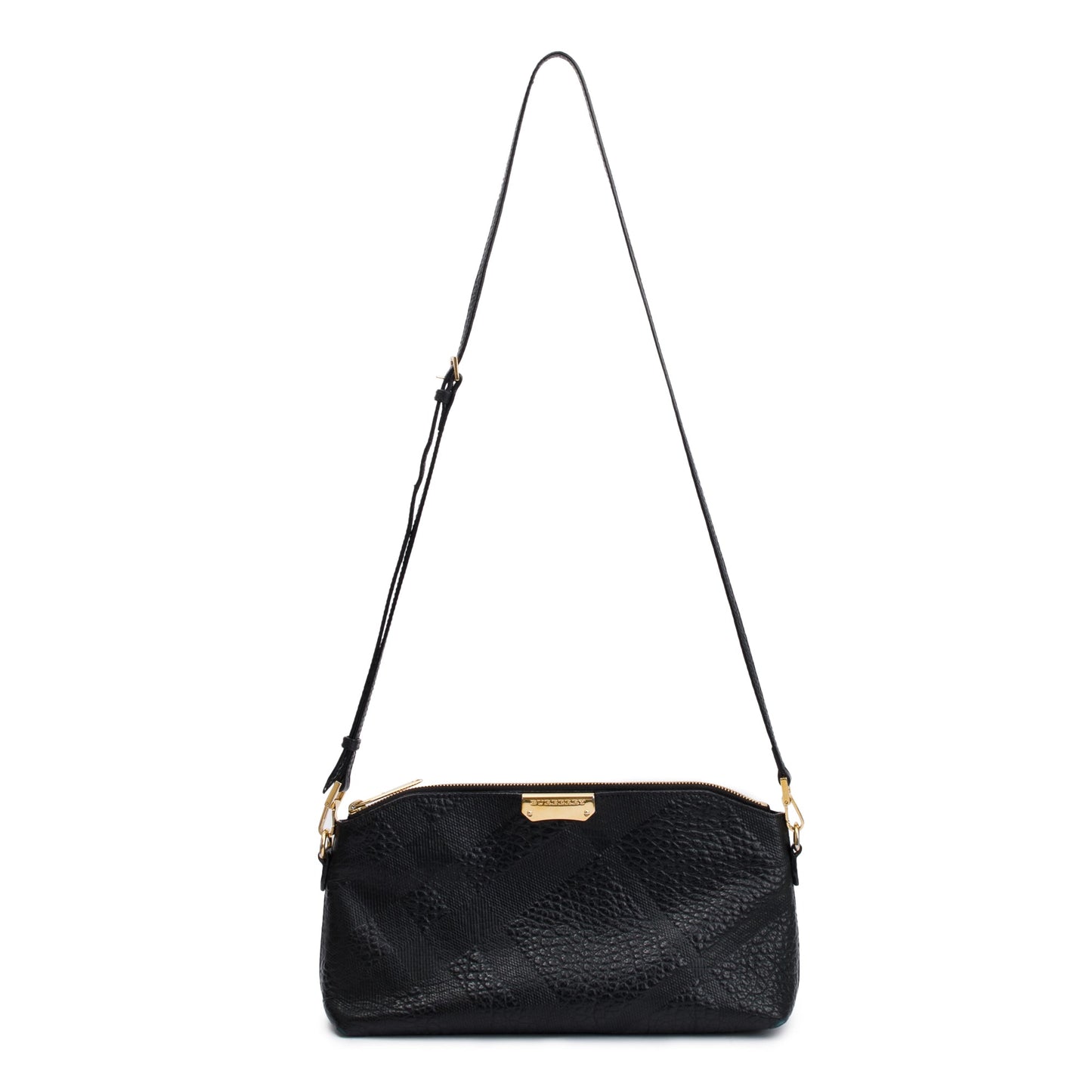Burberry Black Check Embossed Heritage Grain Leather Chichester Crossbody Bag