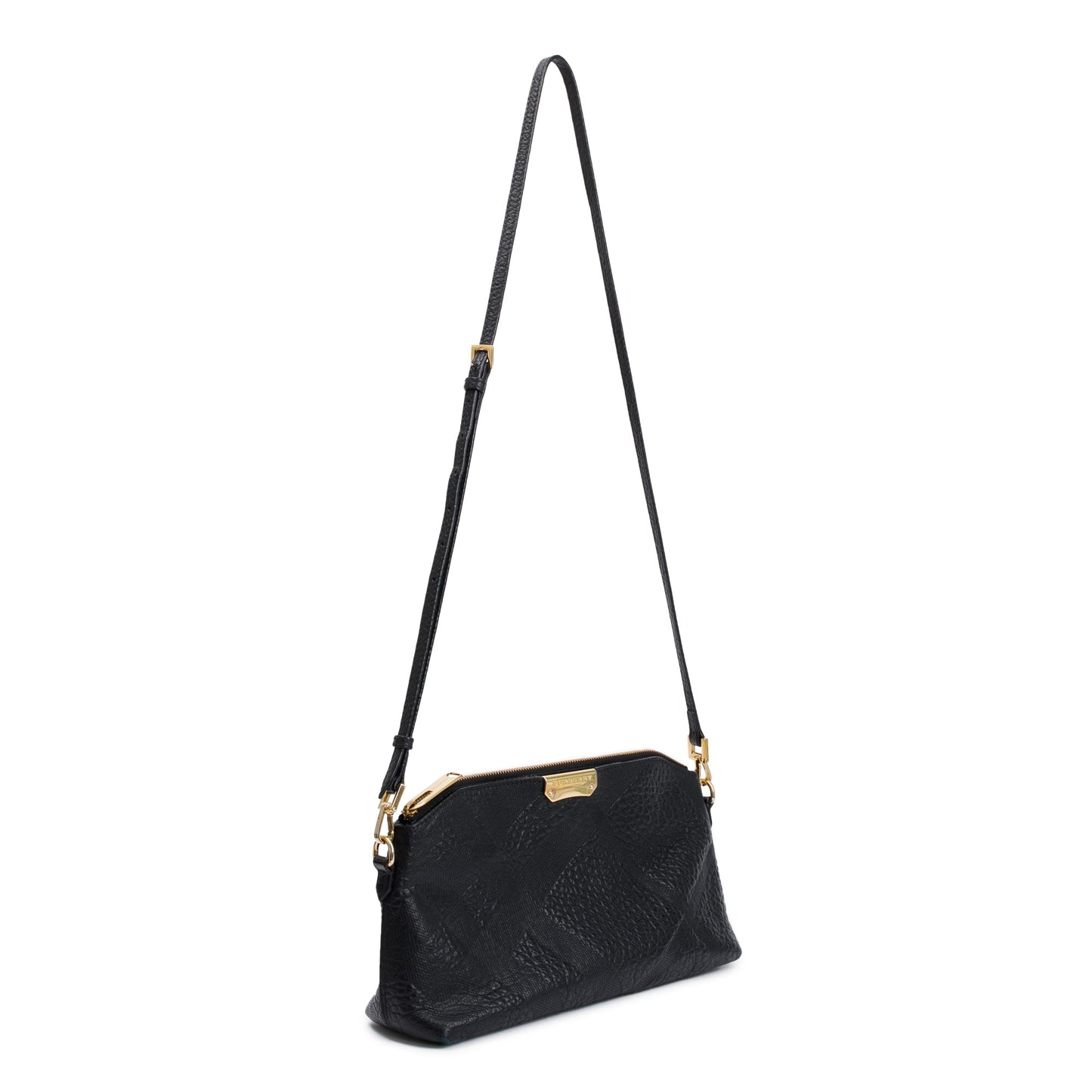 Burberry Black Check Embossed Heritage Grain Leather Chichester Crossbody Bag