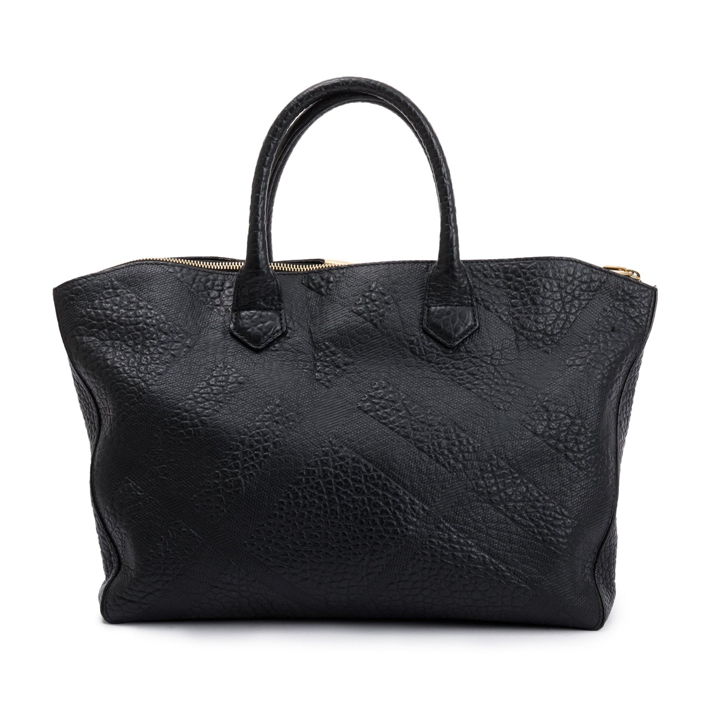 Burberry Black Check Embossed Leather Medium Dewsbury Convertible Tote
