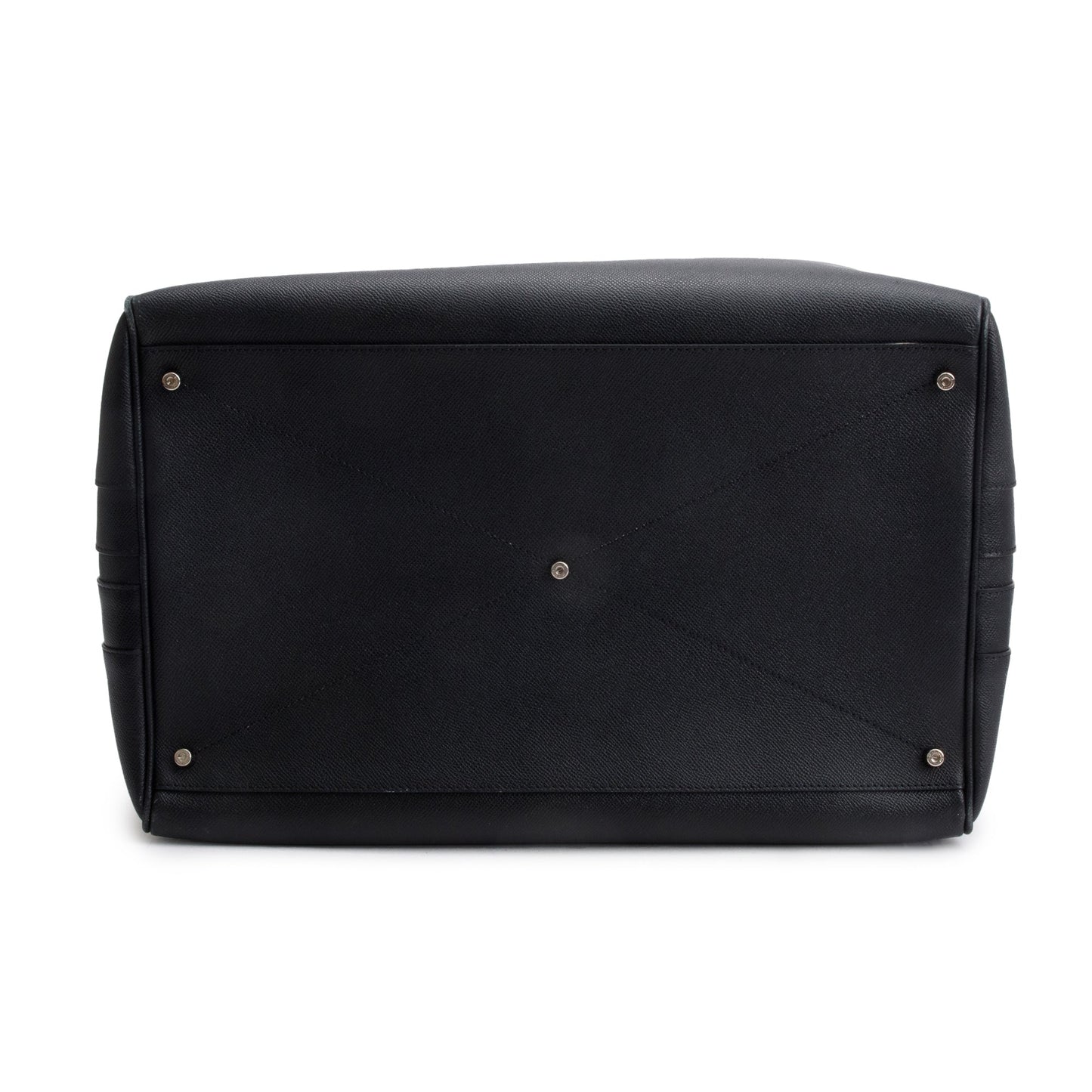 Burberry Black Grained Calfskin Leather  Logo Embossed Weekender Bag