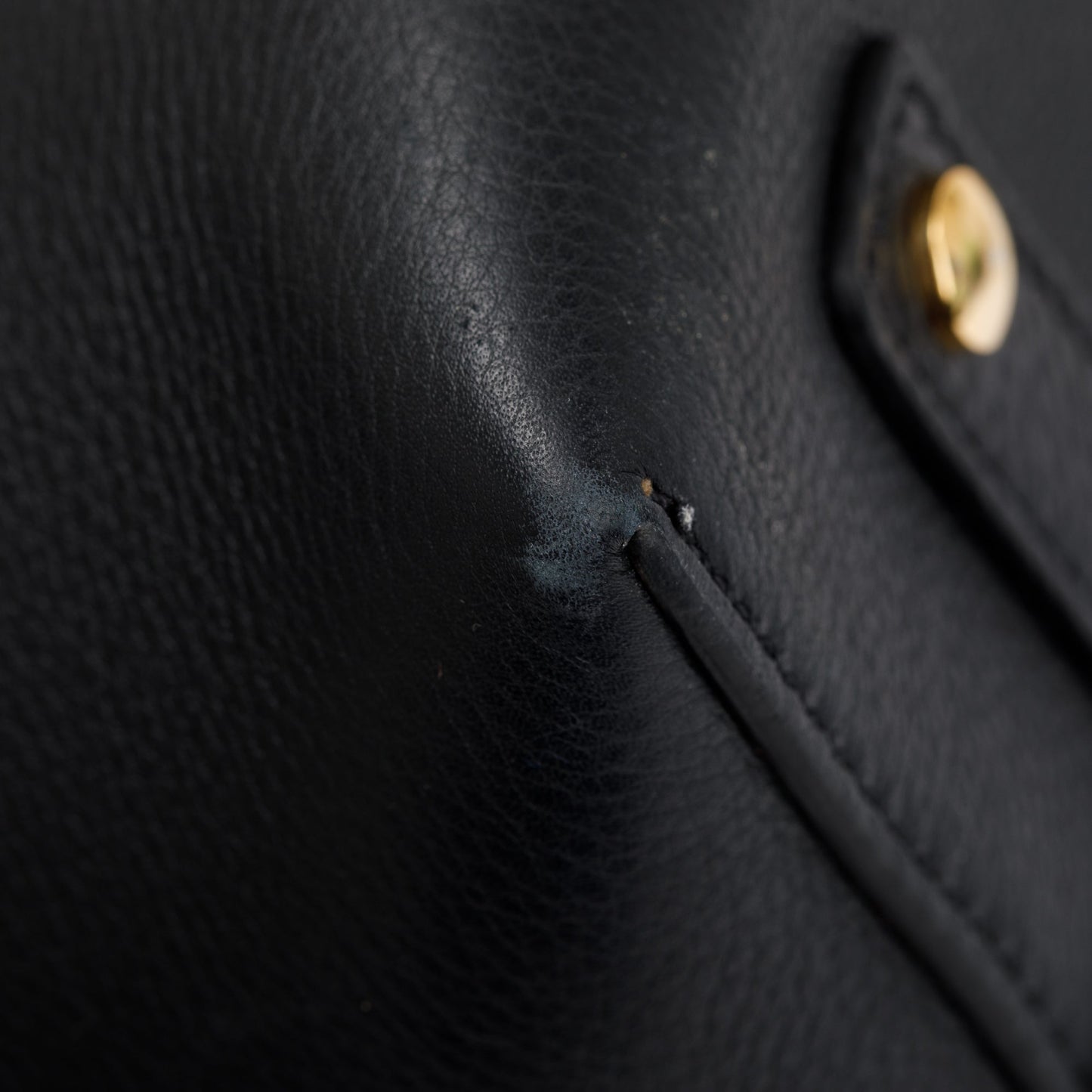 Burberry Black Grained Calfskin Leather Small Belt Tote Bag