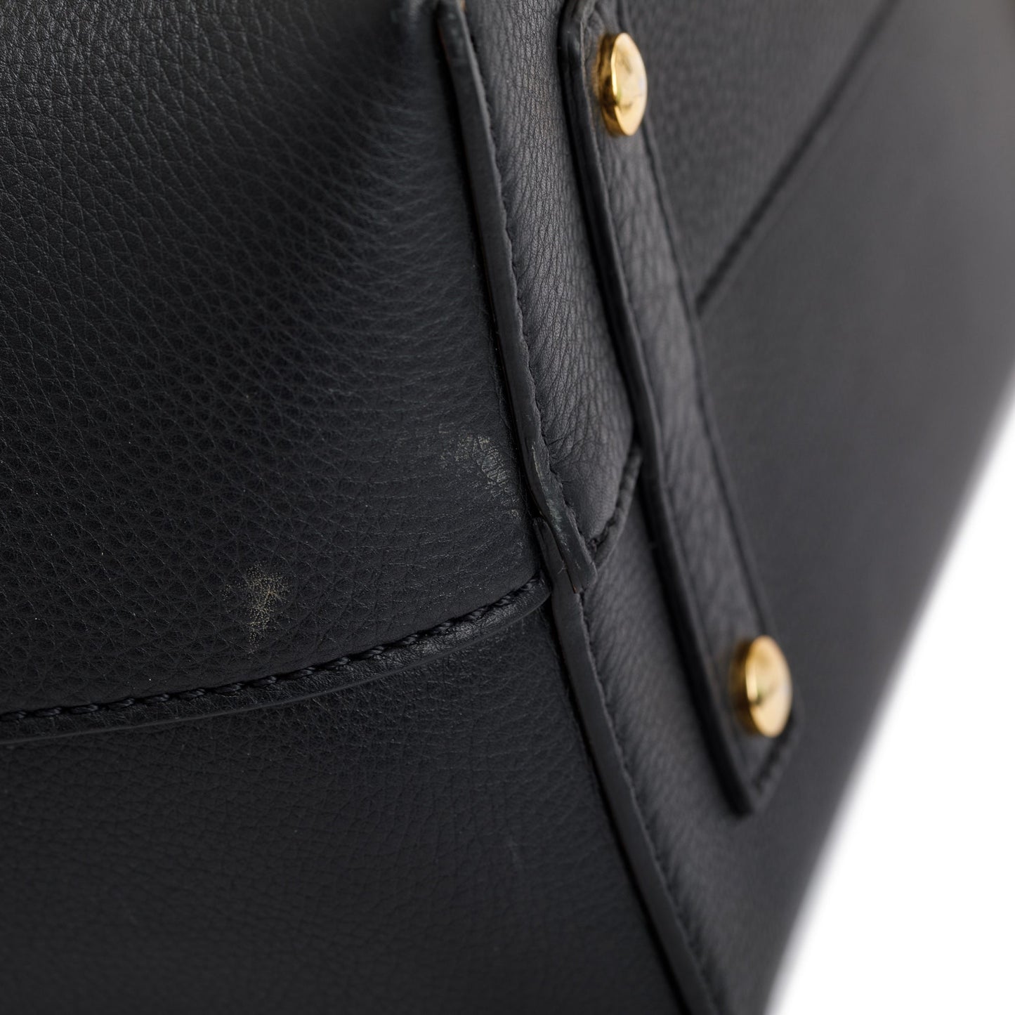 Burberry Black Grained Calfskin Leather Small Belt Tote Bag