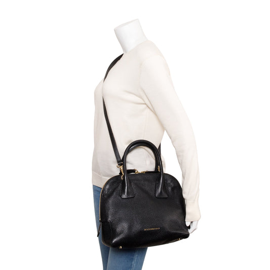 Burberry Black Grained Leather Greenwood Small Bowling Bag