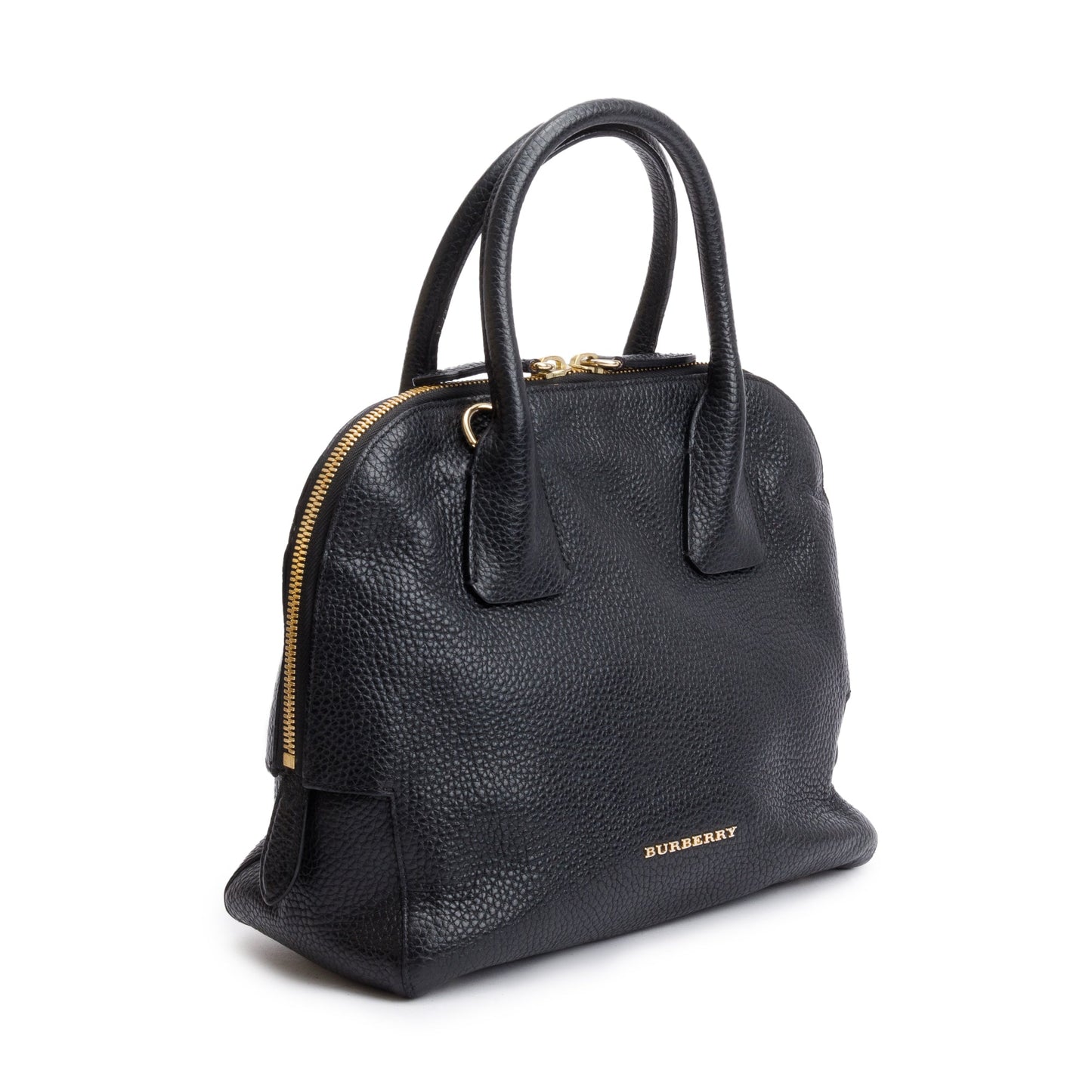 Burberry Black Grained Leather Greenwood Small Bowling Bag