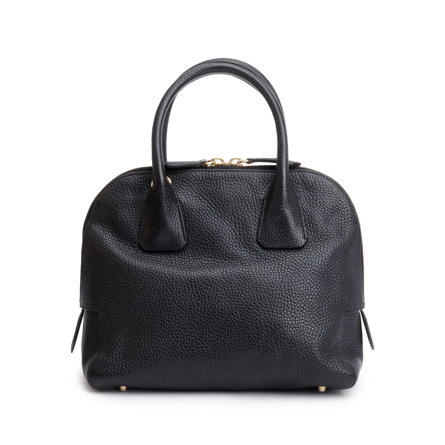 Burberry Black Grained Leather Greenwood Small Bowling Bag
