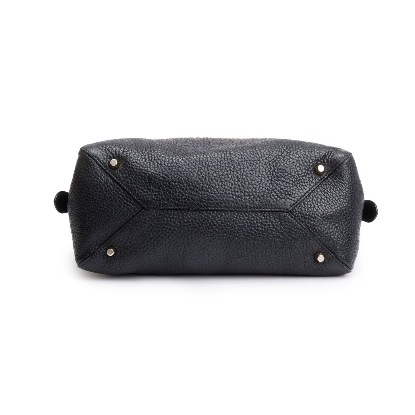 Burberry Black Grained Leather Greenwood Small Bowling Bag