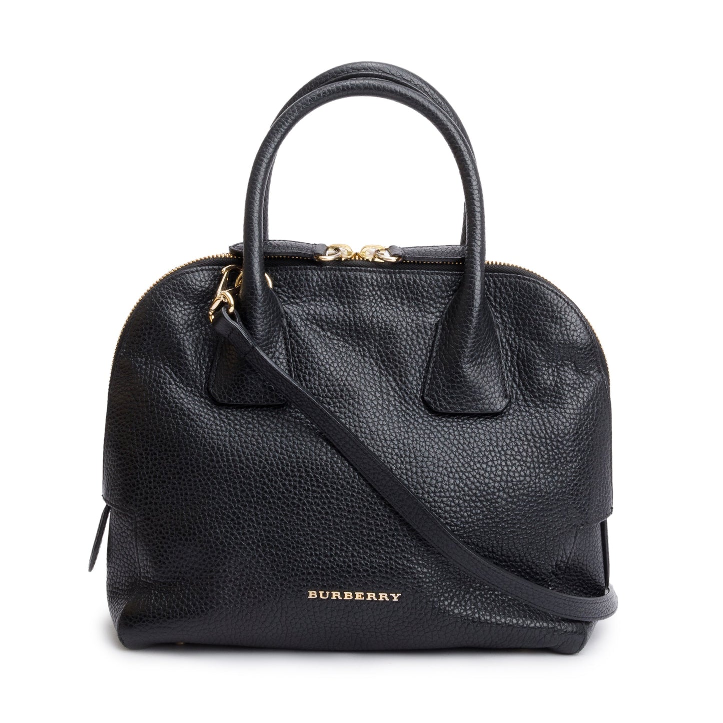 Burberry Black Grained Leather Greenwood Small Bowling Bag