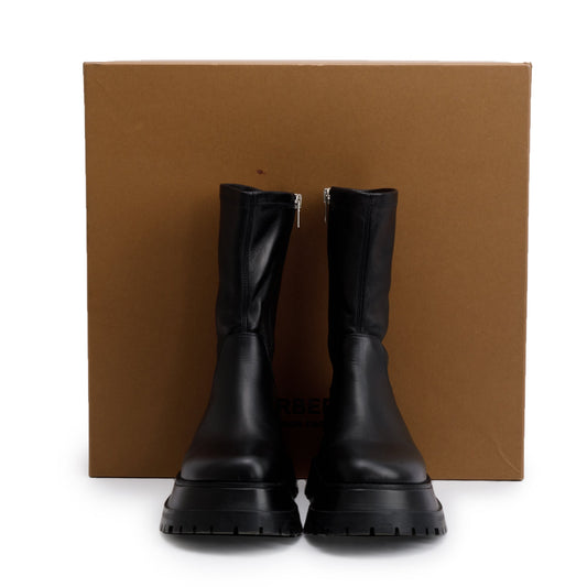 Burberry Black Leather Alf Hurr Ankle Boots, Size 37